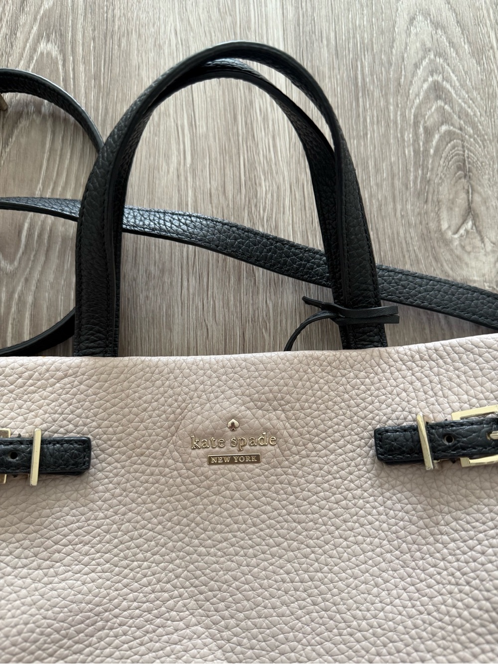kate spade Two-Tone Pebbled Leather Shoulder Bag - Black & Cream - Picture 3 of 11